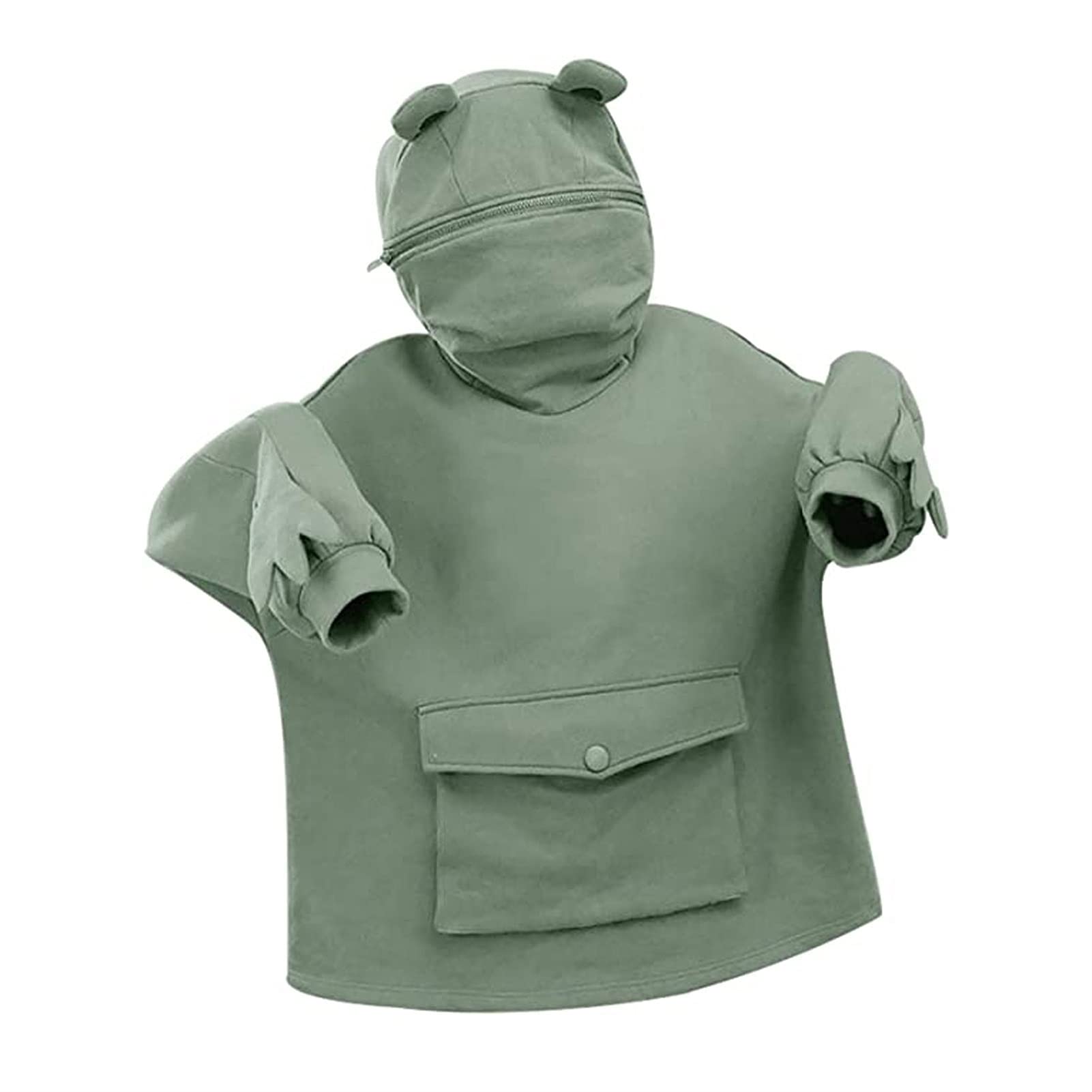 XLYSFGFrog Hoodie, Girls and Boy Sweatshirt Frog Cute Long Sleeve Fashion Zipper Pullover Tops with Large Front Pocket