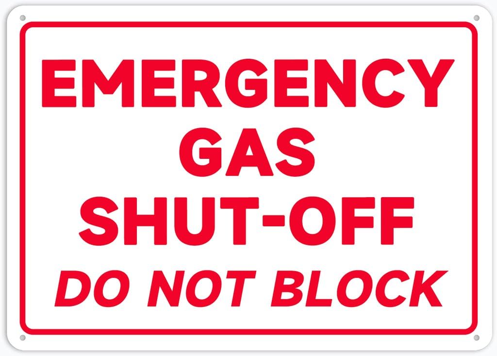 Xewazd A106 8"X12" Tin Metal Sign - Emergency Gas Shut Off (Do Not Block) | Road Street Outdoor Decor