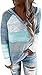 Produktbild ASKSA Damen Herbst Winter Casual Langarm V-Auschnitt Hoodie Strickpulli Pullover Strickpullover mit Kapuze Patchwork Sweatshirts Kapuzenpullover Kordelzug Sweater (A-blau, L)