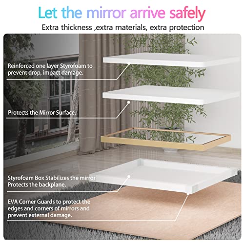 Vosuja 40 X 30 Inch Bathroom Mirrors For Wall, Gold Wall Mirror, Modern Vanity Mirror, Rectangluar Right Angle Metal Framed Mirror (Horizontal/Vertical) #TOP6