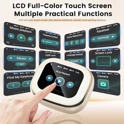 Image of Wireless Earbuds, Bluetooth 5.4 Headphones in Ear with Smart Touchscreen Case, ANC Noise Cancelling Ear Buds, 60H Playtime for Sports & Working, Bass Stereo Sound for iPhone /Android (Beige)