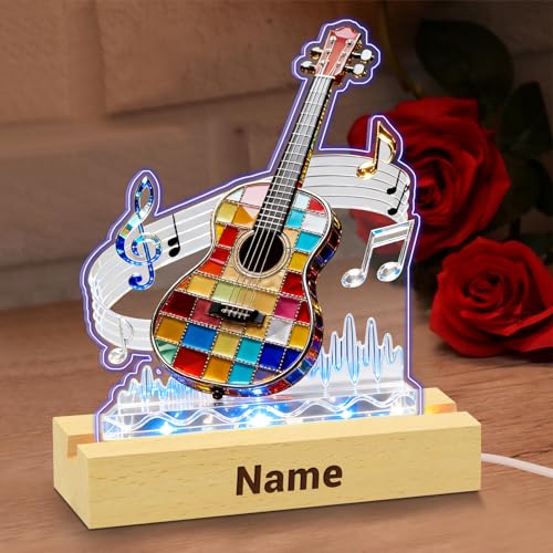 Lámpara de Mesa Acrílica Personalizable con Guitarra 3D miniatura 4