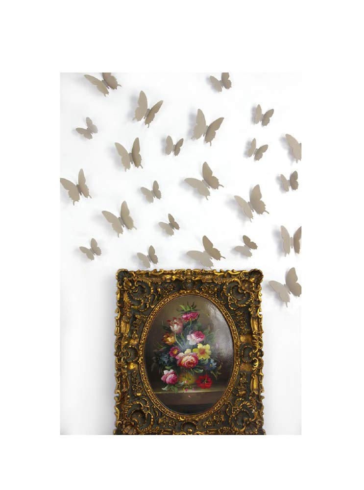 Adesivi Murali 3D Farfalle Ambiance-Live | 12 Pezzi In Plastica Grigio Talpa, Effetto Tridimensionale, Decorazione Casa