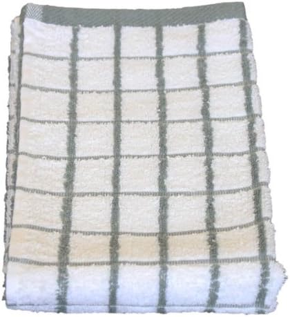 Easy Comfort 100% Cotton Jumbo Terry Towelling Tea Towel, Grey/White