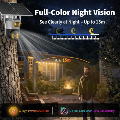 4G Solar Security Camera, 2K Dual-Lens Outdoor Camera Wireless with Human Detection, Two-Way Audio & Color Night Vision, 10400mAh Battery Powered Cameras, Cloud & SD Storage, Compatible with Alexa — view 6