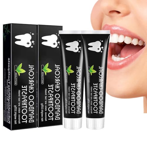 Dentífrico Carbón Activado, Dentífrico Bambú Profundo Carbón Activado, Dentífrico Blanqueador Natural Negro, Dentífrico para Blanquear los Dientes Carbón Activado Bambú Bambú Pasta de Dientes 1