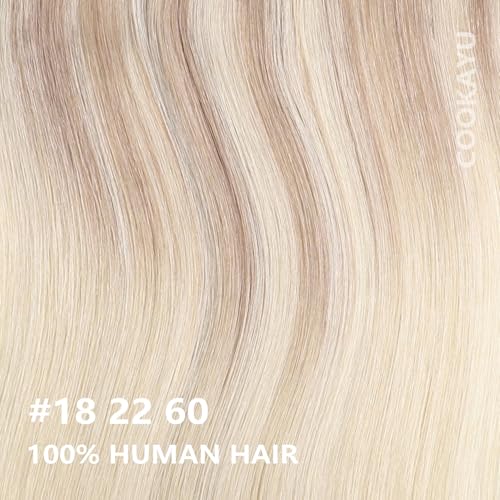 Image of COOKAYU Clip in Hair Extensions Human Hair, 18 /22 /60 Ombre Real Hair Extensions Clip in Human Hair Thick Silky Straight, 16inch 120g 7Pcs