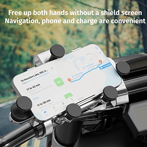 Acrunu Aluminum Alloy Motorcycle Phone Mount-Supports High-Speed Driving - Almost Zero Vibration-Securely Locked,Bike Scooter Atv Handlebar Cell Phone Holder For 4.9''-7.3'' Phone (Handlebar) #TOP2