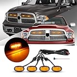 FICOLPO 4 Pcs Led Grill Lights Compatible with 2013-2018 RAM 1500 & 2019-2024 RAM 1500 Classic- LED Front Grille Lights Accessories with Fuse and Harness (Amber)
