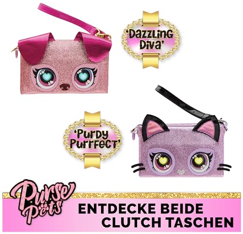 Purse Pets Clutch Purdy Purrfect Kätzchen - Kindertasche und Spielzeug in einem, Wird mit leuchtenden Augen in Regenbogenfarben lebendig, für Kinder ab 4 Jahren