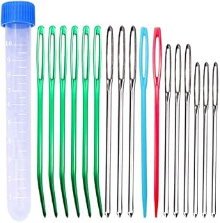 CKANDAY 115 Pcs Jumbo Bent Tip Tapestry Needles, Large- eye Blunt Steel Darning Yarn Needles In box and Plastic Hand Sewing Needles for Knitting Crochet DIY Notions Craft Stitchery Quilting Weaving