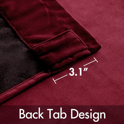 Image of MIULEE Velvet Curtains 52x96 inches 2 Panels Burgundy Red Blackout Curtains | Luxury, Bedroom Living Room, Thermal Insulated, Super Soft Christmas Window Drapes, Rod Pocket & Back Tab
