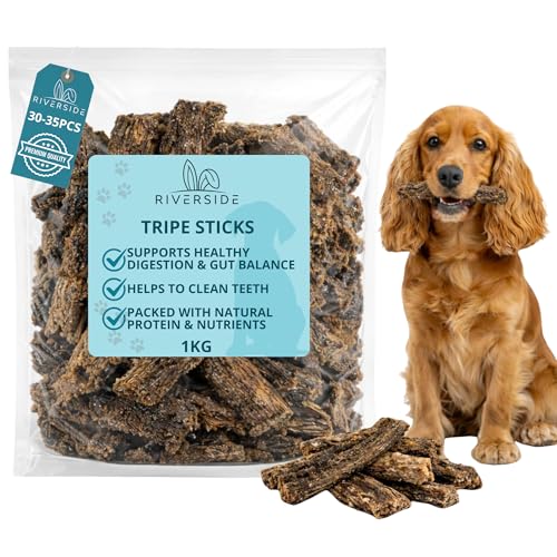 Tripe Sticks for Dogs 1kg - Natural Dog Treats - 100% Air-Dried Beef High Protein Grain & Gluten Free Hypoallergenic Chews for Dental Health
