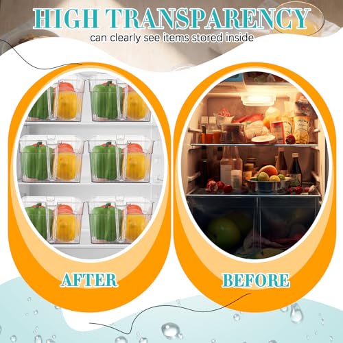 Image of Havawish Ice Storage Bin and Flexible Scoop Set Plastic Freezer Bin with Pull out Handle Storage Bucket Clear for Container with Scoop(White,12.6 x 6.3 x 4.33 in,Stripe)