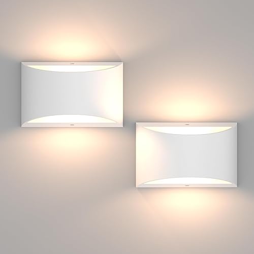 Miniatura 1 de Aoceley Juego de 2 apliques de pared LED modernos de aluminio, para interiores, con cableado interior, montaje en pared arriba y abajo, apliques