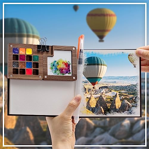 Qilery QILERY-WATERCOLOR PALETTE SET-0077 Mini Portable Watercolor Palette Set Wooden Grid Paint Box thumb #3