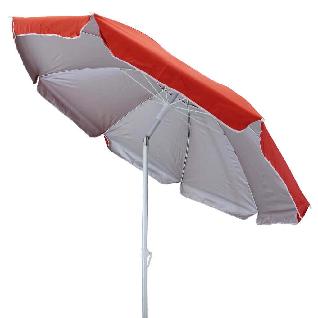 Sombrilla de playa redonda de 180 cm con poste de aluminio, lona de poliéster y varillas de fibra de vidrio Casual