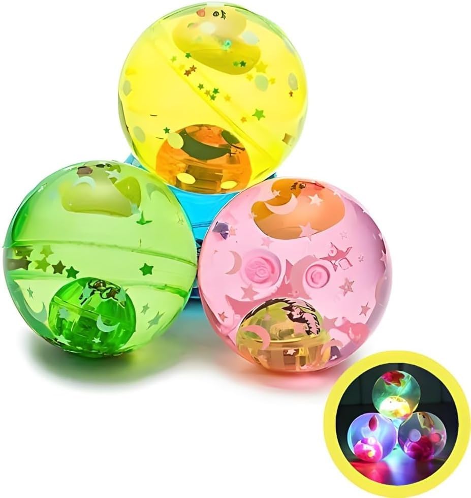 LED Flashing Crystal Ball | Colourful Flashing Water Bouncy Ball | Luminous Bouncy Ball | Baby & Kids Toys (Multi-Color)