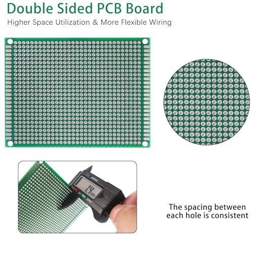 Yetaida 40 Pcs Double Sided PCB Board, 5 Sizes Green Circuit Board Prototype Kit for DIY Electronics Soldering Projects Universal