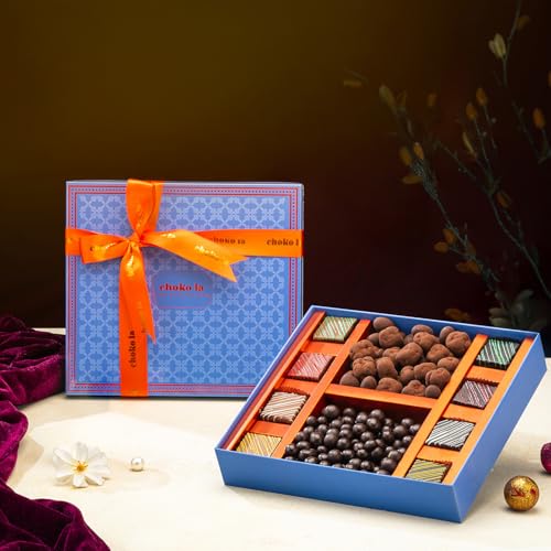Image of Chokola Delight Chocolate Hamper 390 g | Assorted Milk & Dark Chocolate Dragees and Chocolates | Premium Chocolate Gift Box For Valentine & Festivals