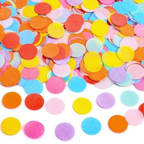 Xnegau Konfetti Bunt - 6000 Stück Rund Konfetti Groß 2.5cm Konfettipapier für Hochzeit Geburtstag Feier Party Dekoration Streudeko Tischdeko für Luftballons Geschenkbox (50g)