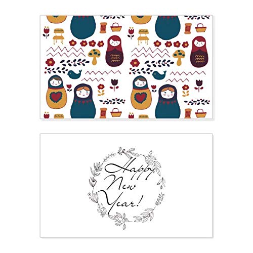 Póster de flores de Matryoshka con mensaje de bendición conmemorativo para Año Nuevo
