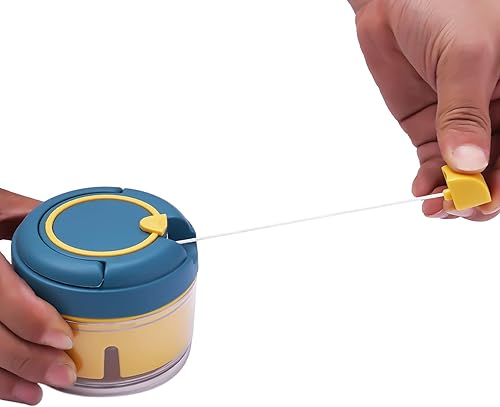 Miniatura 4 de Mini picadora de ajo, procesador de alimentos manual de cuerda de tirar, picador de verduras portátil de mano para verduras, frutas, ajo, cebolla,