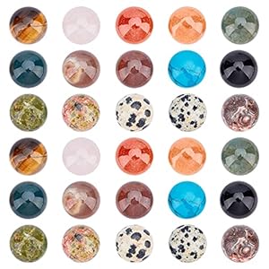 arricraft 100 Pcs 12mm Natural Mixed Stone Cabochons, Flatback Semi-Precious Stones, Half Round Cabochons for Jewelry Making DIY Mosaic Tiles Craft