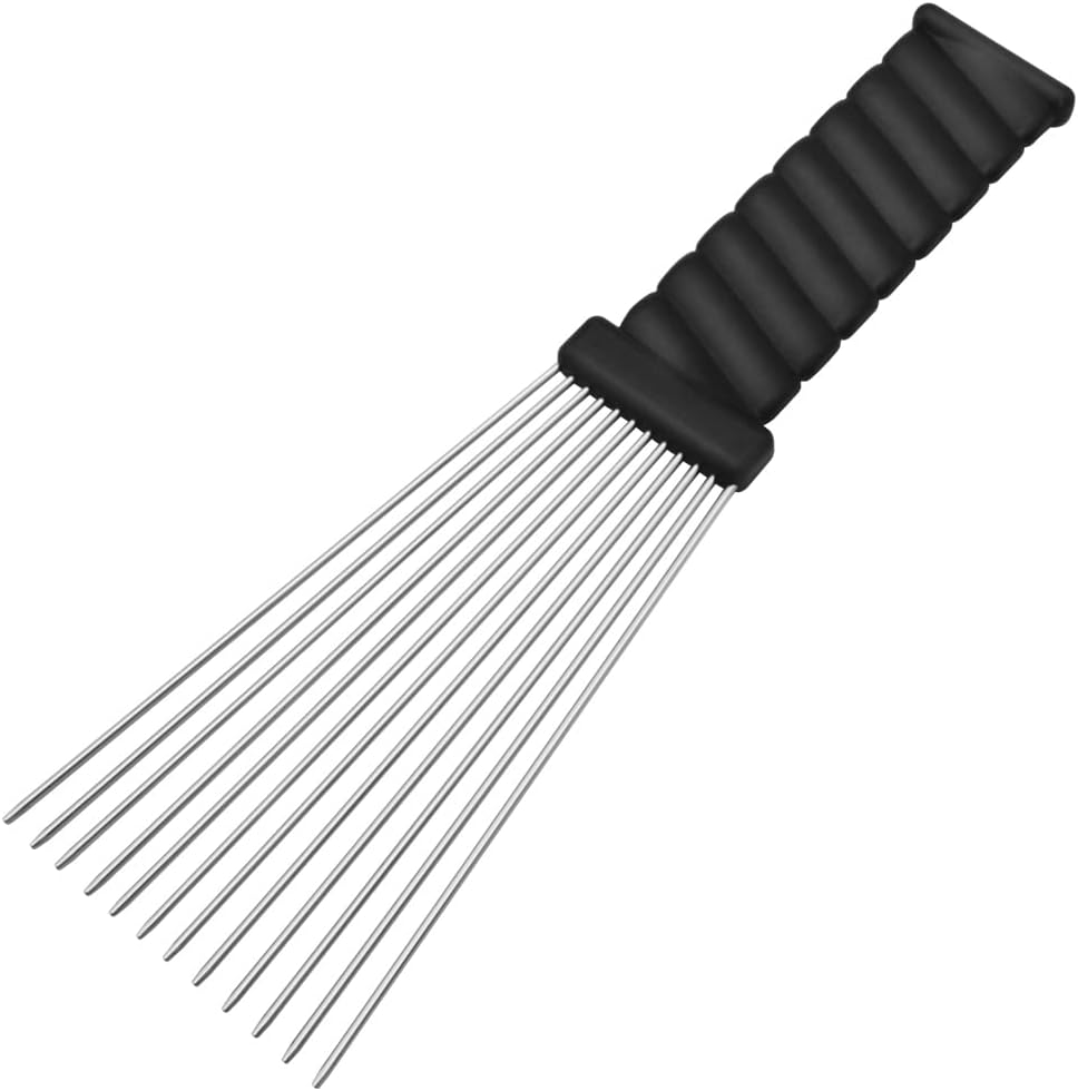 Afro Pick Lift Black Fist Metal Hair Comb, Detangle Wig Braid Hair Styling Comb for African by OSMOFUZE (No Fist Xtra-Long)