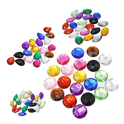 お徳用 ハンドメイド素材 アクリルストーン 2穴 80個 手芸 クラフト パーツ 素材 可愛い 綺麗 髪留め 髪飾り ピアス ブローチ カラフル キラキラ ラインストーン 靴 バッグ スマホカバー ポーチ リメイク デコレーション ワンポイント