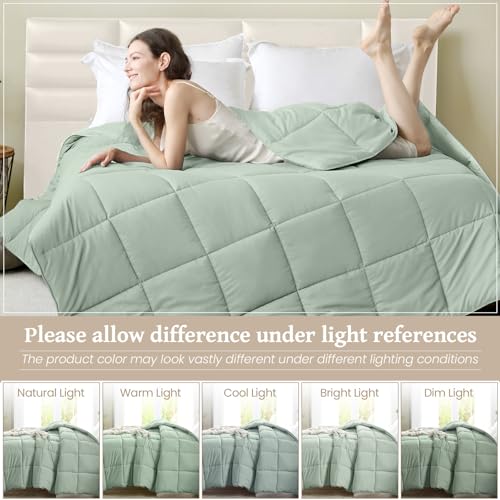 Image of Homelike Moment Comforters Queen Size - Green Duvet Insert Down Alternative Bed Queen Comforter, Lightweight Bedding Comforter Full Size Quilted Soft All Season Solid Green