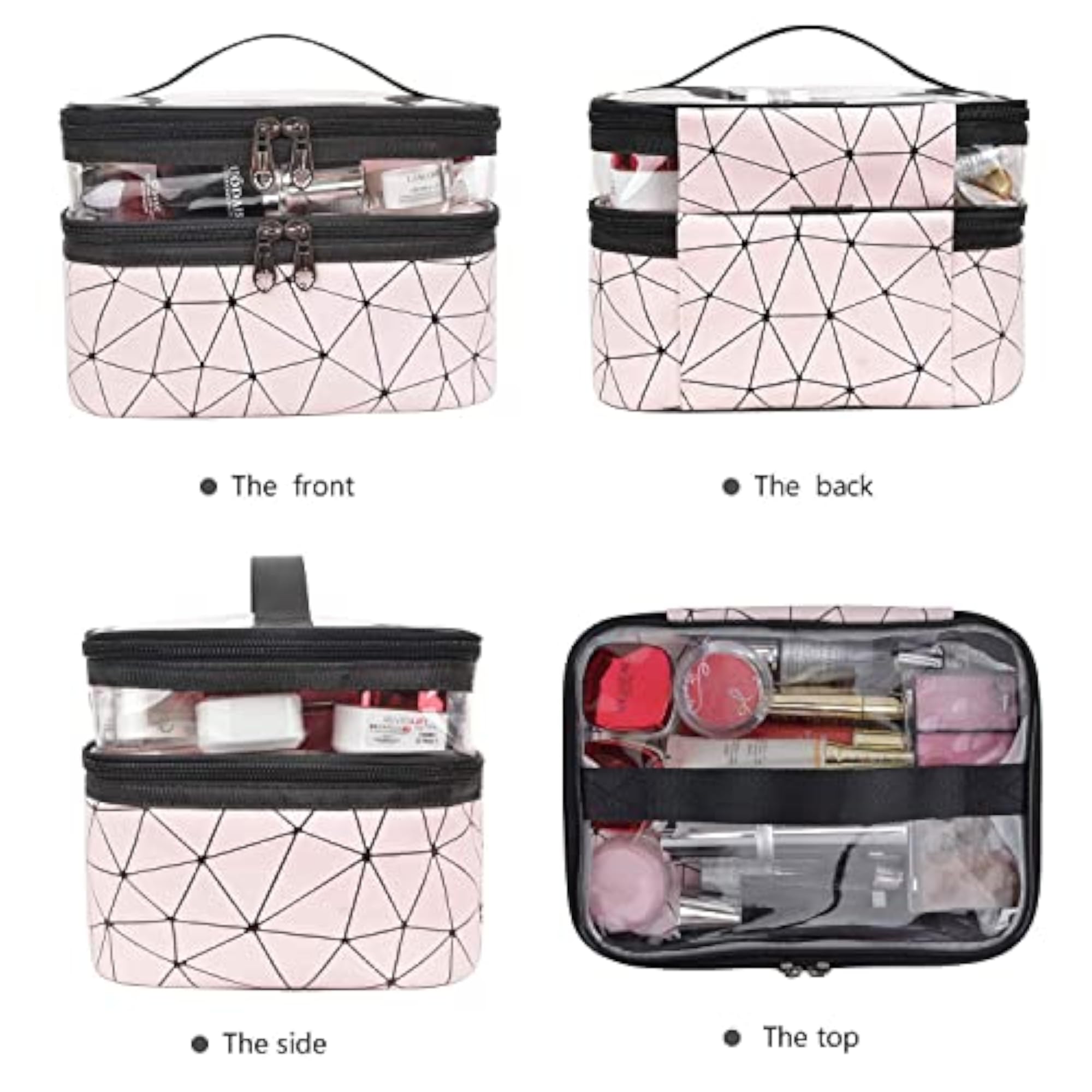 PVC Double Layer Cosmetic Bag Organizer Makeup Pouch