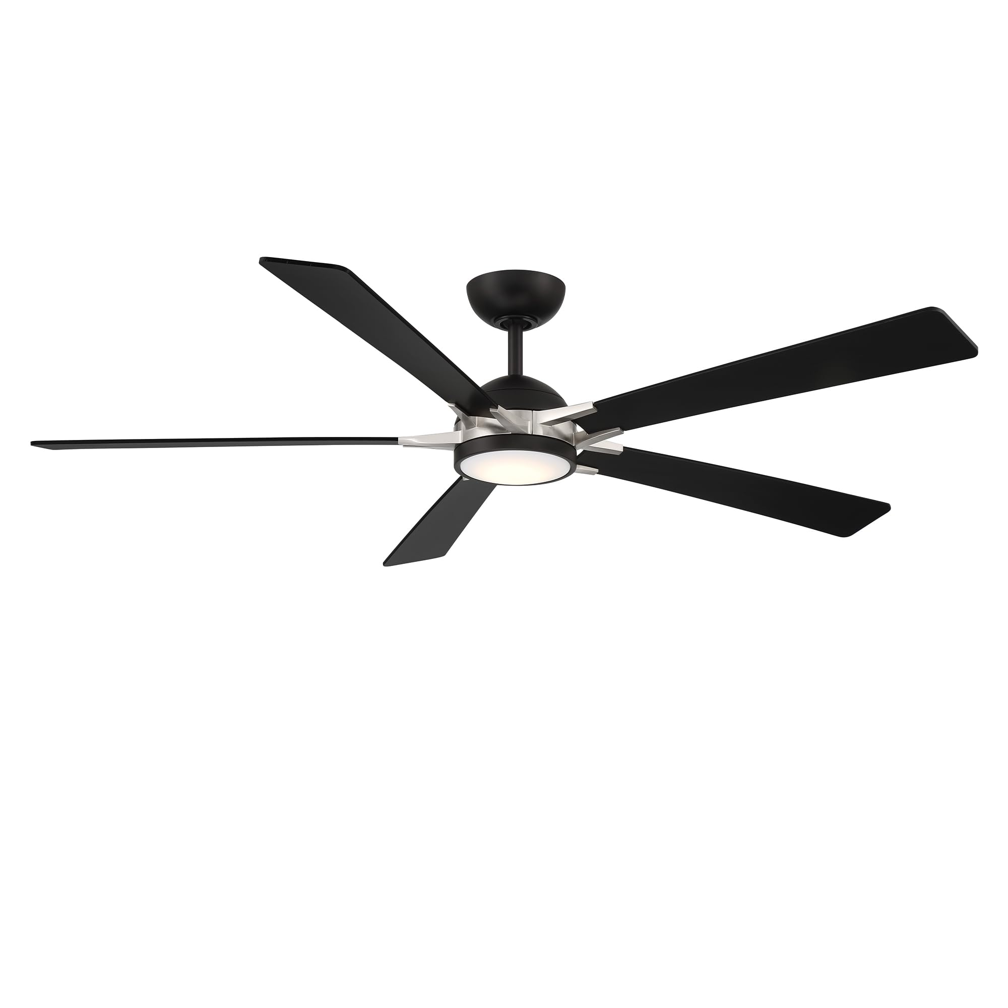 Rotary Indoor and Outdoor 5-Blade 65in Smart Home Ceiling Fan in Matte Black Brushed Nickel with 2700-3000-4000-5000K Selectable LED Light Kit and Remote Control works with iOS or Android WAC App