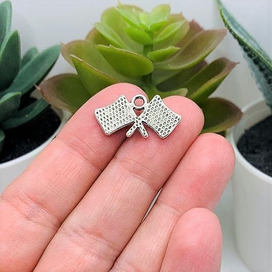 20 Pcs Silver Racing Flag Antique Charms Pendants for Making Bracelet Necklace Jewelry Findings Jewelry Making Accessory Beading and Making,13x22mm - Image 6