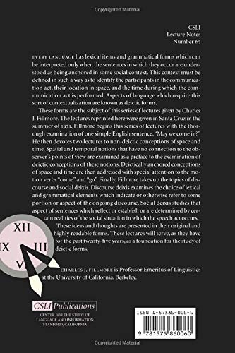 Lectures on Deixis: Volume 65