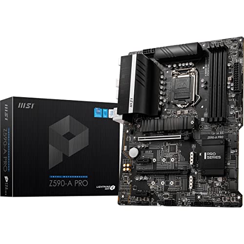 Image of MSI Z590-A PRO ProSeries Motherboard (ATX, 11th /10th Gen Intel Core, LGA 1200 Socket, DDR4, PCIe 4, M.2 Slots, USB 3.2 Gen 2, 2.5G LAN, DP /HDMI)