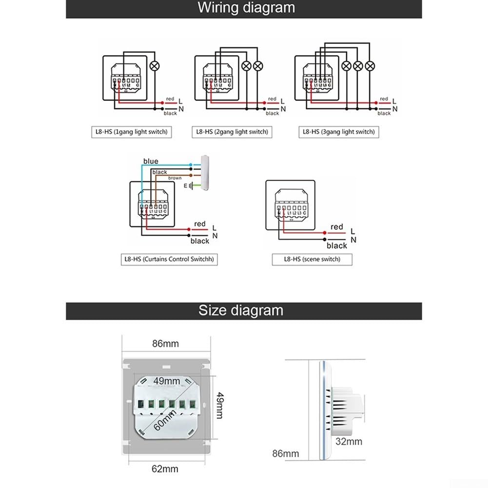 Pour tuya WiFi LCD tactile pour interrupteur de lumière 1-3 compartiments