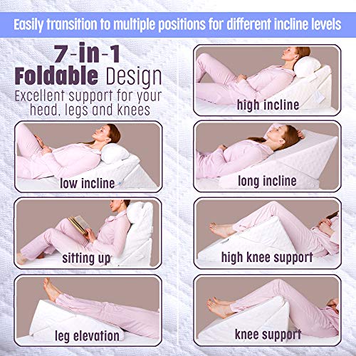 Flexicomfort FCWP001 Bed Wedge Pillow For Sleeping -Adjustable Post Surgery Pillow (7 In 1) -%100 Memory Foam -Head Support Cushion -Incline -Leg Elevation -Pregnancy thumb #4