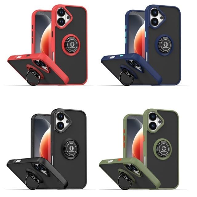 Coque iPhone 17 Pro Max rouge en silicone mat avec anneau - 3