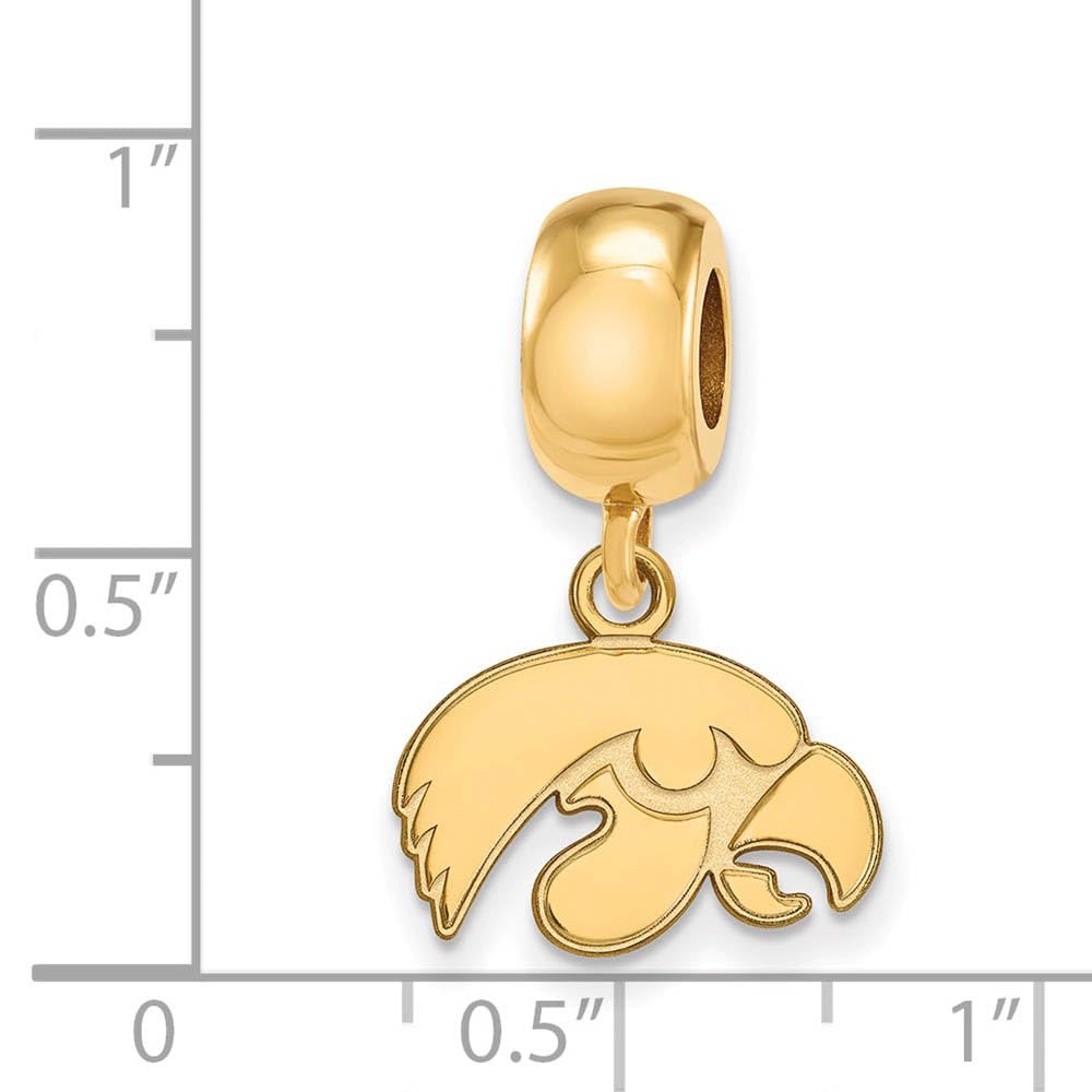 LogoArt 14k Yellow Gold Plated Sterling Silver University of Iowa XS Dangle Bead Charm
