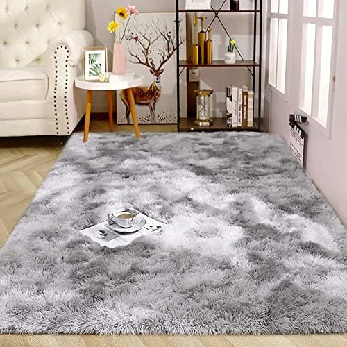 Calore Soft Area Rug Modern Fluffy Shaggy Rugs for Bedroom Carpet for Living Room Kids Room Nursery Rug Play Mat (Grey White, 5' 2'' x 7' 5''(160 x 230cm)) 8 51gpOVMCvbL. AC