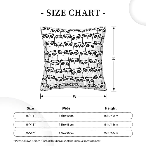 Housses de coussin velours côtelé panda carré 45x45 décoration