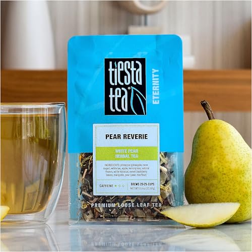 Image of Tiesta Tea - Pear Reverie Tea, Loose Leaf, White Pear Herbal Tea, Premium Low Caffeine Tea Blend, Make Hot or Iced & Up to 25 Cups, 2.5 oz Resealable Pouch