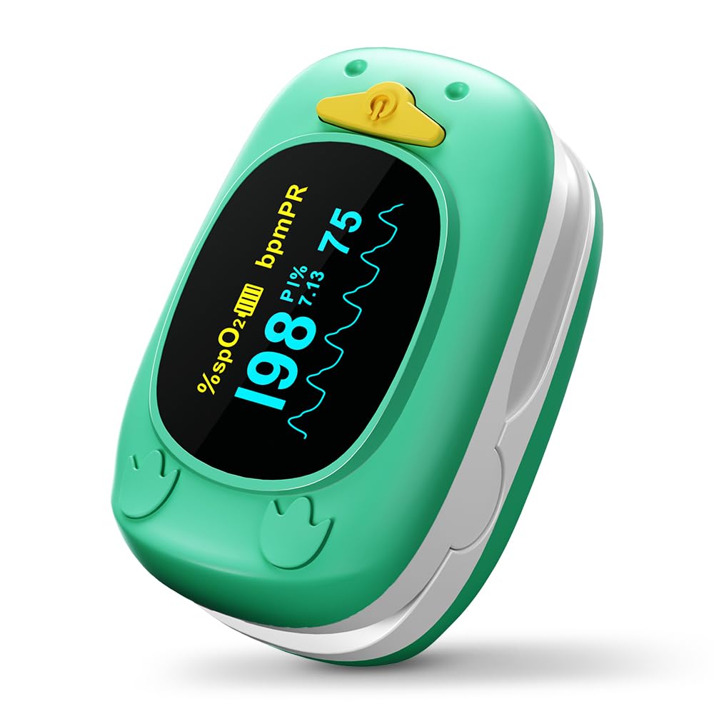 Pulse Oximeter for Kids-HOLFENRY Baby Oxygen Monitor Fingertip for Children Kids Pulse Oximeter Fingertip, Large Display, Included with AAA Battery