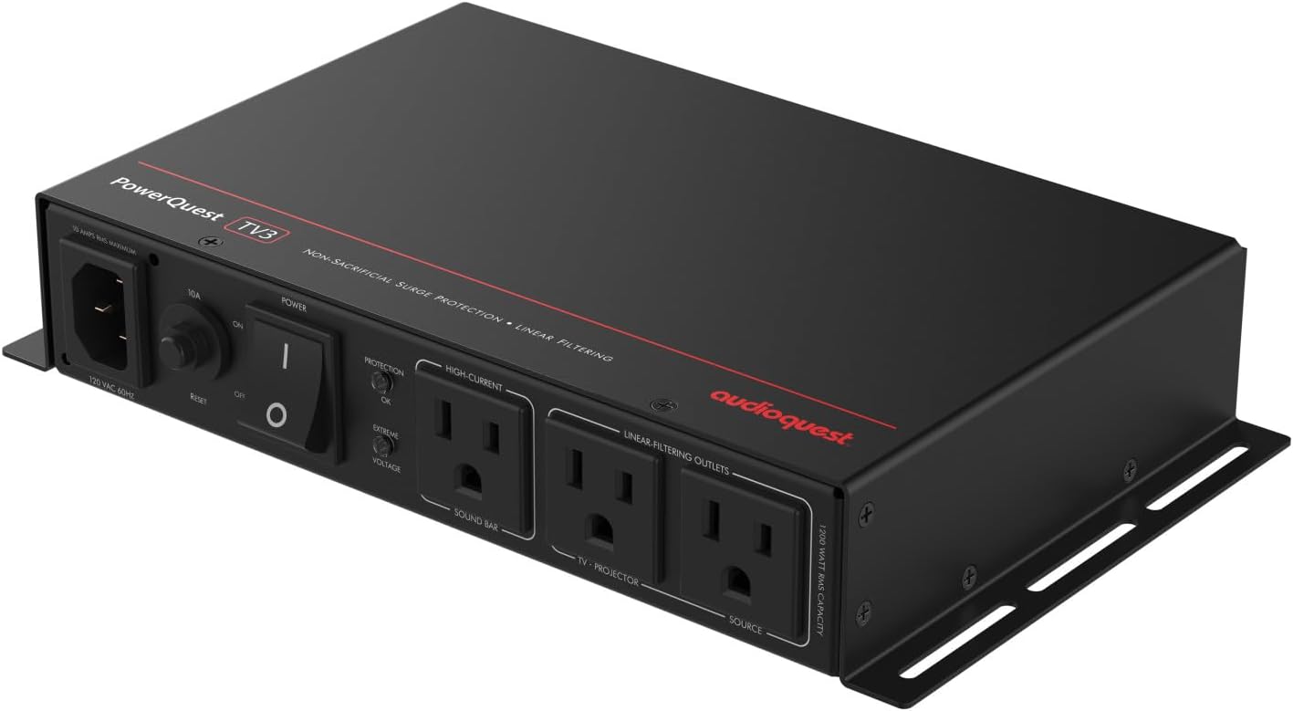 AudioQuest PowerQuest TV3 3-Outlet Non-Sacrificial Surge Protector for Wall-Mounted TVs