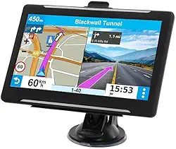 Navegador GPS para carro, caminhão, trailer, mapa de 2025 (atualizações vitalícias gratuitas) tela sensível ao toque de 17,8 cm, suporte para orientação de direção de virada de voz/aviso de velocidade
