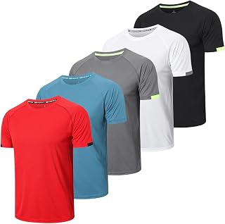 HUAKANG Pack of 5 Sports Men's T-Shirt, Functional Shirt, Quick-Drying Sports T-Shi…