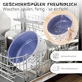 Keramik Futternapf für Hunde - Großer Hundenapf mit fröhlichem Welpenmotiv - Fressnapf und Wassernapf für mittelgroße bis große Hunde - 1900 ml - Durchmesser 20,3 cm - Lila