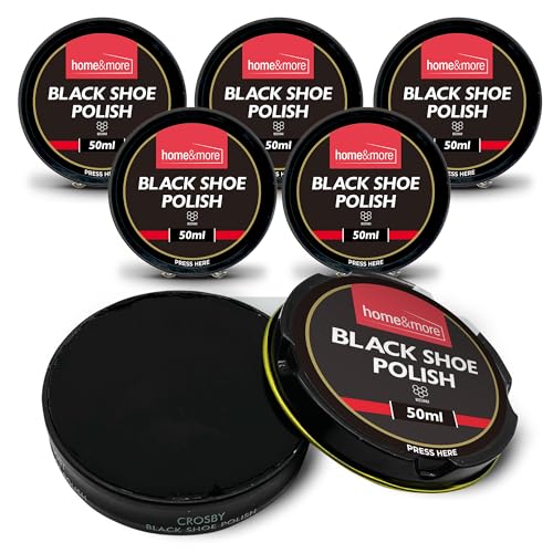 SOL 6pk Black Shoe Polish 150ml with Leather Care Formula Containing Beeswax and Carnauba Blend For Footwear Conditioning Long Lasting Shine Boot Treatment Surface Renewal Premium Finish