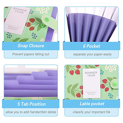 Skydue Expanding File Folders With 8 Lables, Floral Printed Accordion Document Folder Organizer Us Letter Size #TOP2